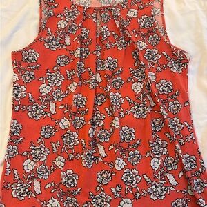 Ann Taylor Women's Blouse - Coral and White Floral, size Large